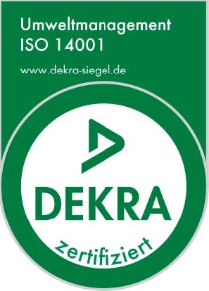 Zertifikat der DEKRA für Umweltmanagement ISO 14001 für die BWORX Connect GmbH.